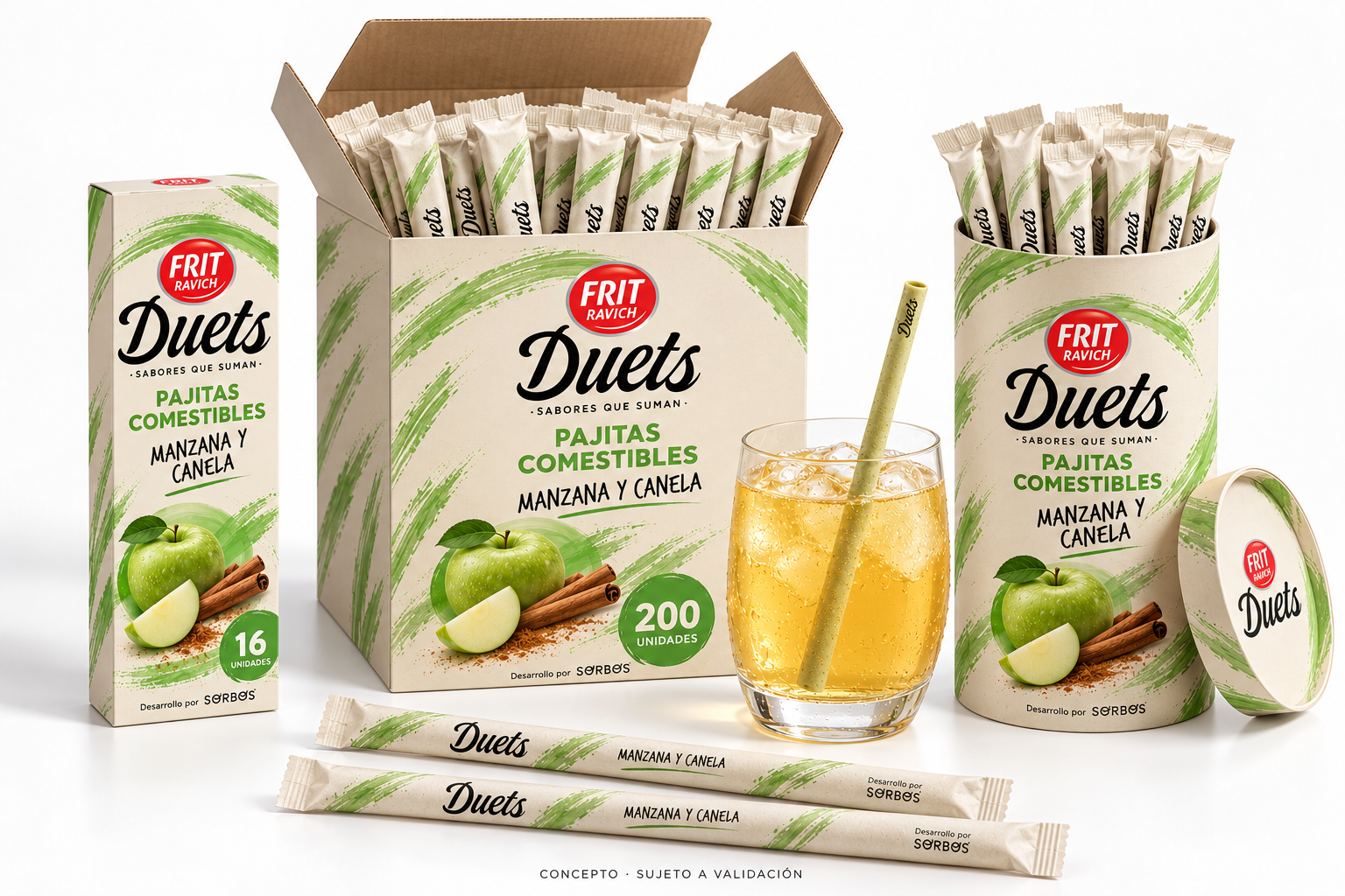 Concepto Duets: retail 16, profesional 200 y tubo promocional